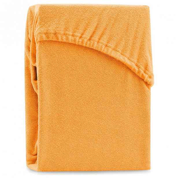 Oranžové elastické prostěradlo na dvoulůžko AmeliaHome Ruby Orange, 200-220 x 200 cm