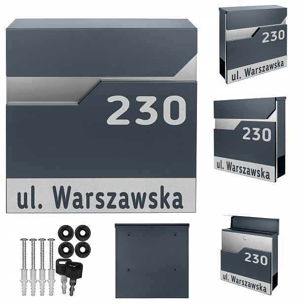Poštovní Schránka S Adresou A Číslem Domu Personalizovaná Antracitová XXL