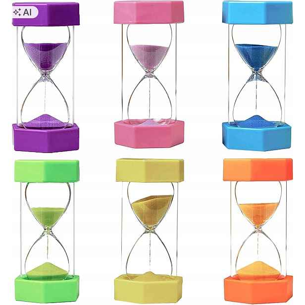 Přesýpací hodiny 6 ks 1-3-5-10-15-30 minut, barevné časovače Yunyoda