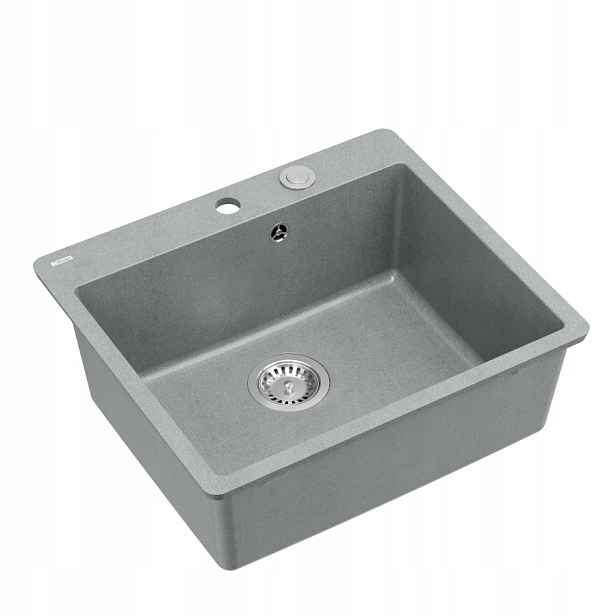 Quadron Morgan 110 Granitový dřez 56,5 x 49,5 cm Šedá Ocel sifon