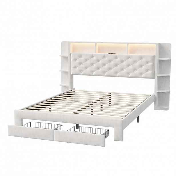 SHOPENTRA ČALOUNĚNÁ postel 160x200cm bílá