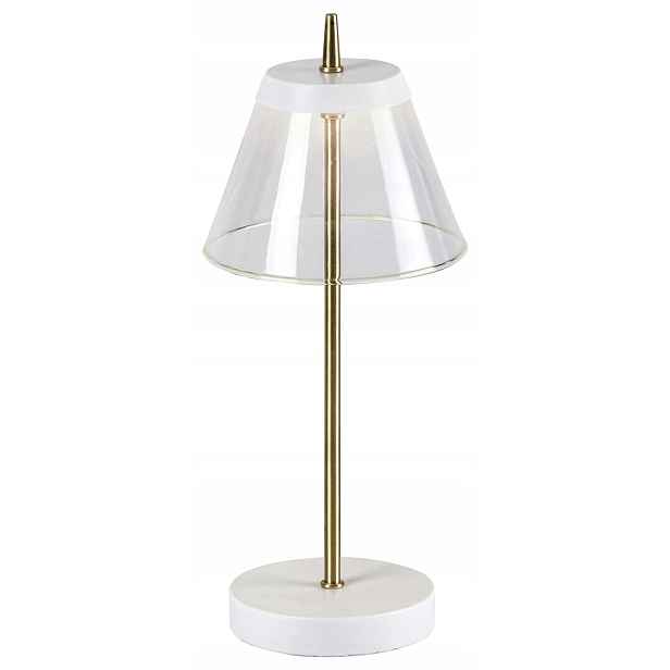 Stolní lampa noční bílá zlatá Led skleněná, moderní 37 cm Rabalux
