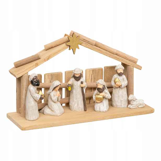 Vánoční Betlém 7 Figurek Polyresinu, Vícebarevný, 30 X 18 X 9,5 CM
