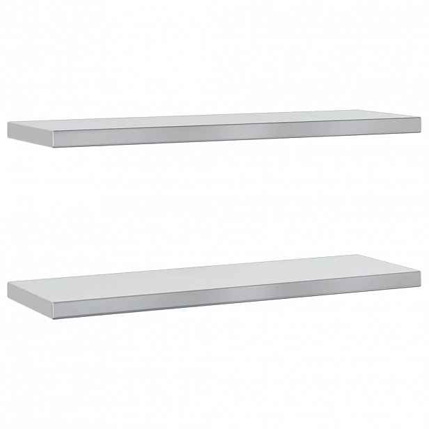 vidaXL Nástěnné police 2 ks 75 x 23,5 cm stříbrné nerezová ocel