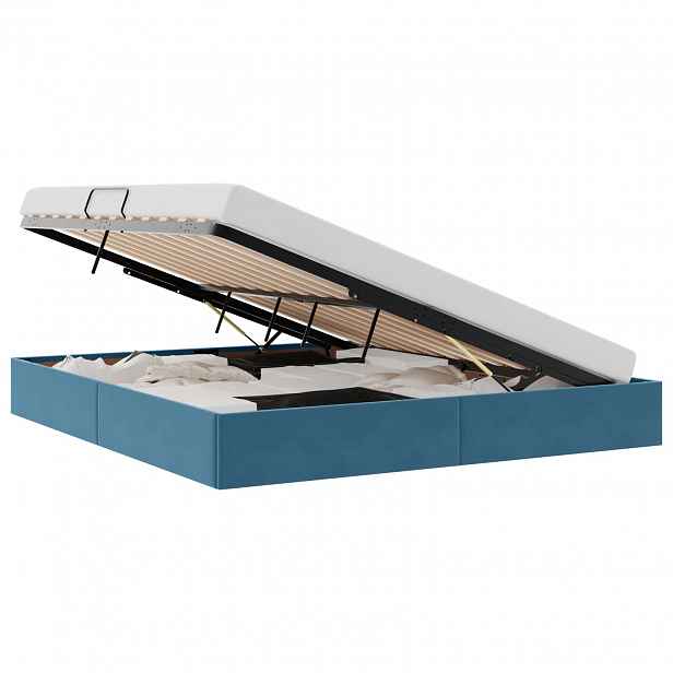 vidaXL Ottoman postel s úložištěm Tmavě modrá 180 x 200 cm Samet