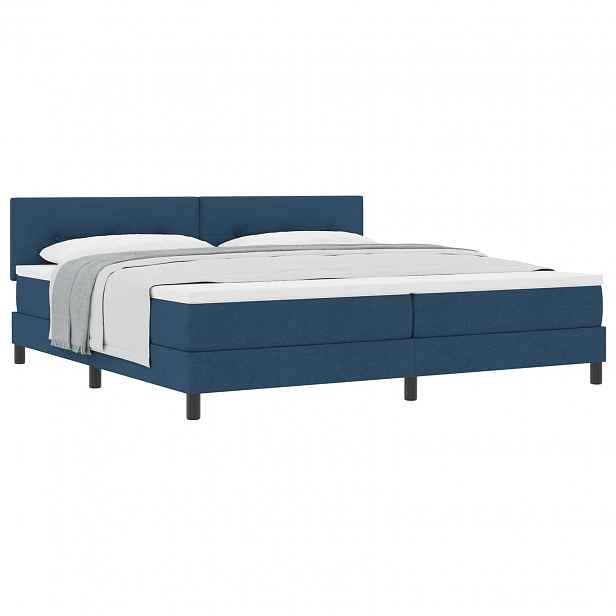 vidaXL Postel s boxspringem s čelo Modrá 200 x 200 cm textil