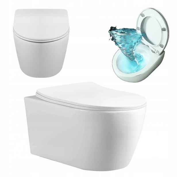 Aquauno Závěsná Wc Mísa Rimless Deska S Pozvolným Sklápěním