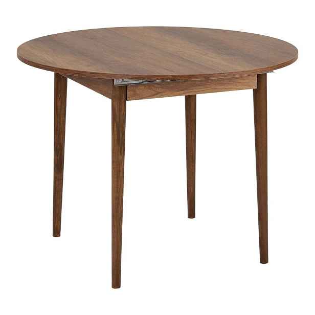 Kulatý rozkládací jídelní stůl s přídavnou deskou v dekoru ořechu ø 100 cm Viona – Kalune Design