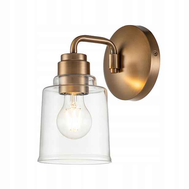 Nástěnná lampa industriální zlatá skleněná lampička do ložnice Kichler