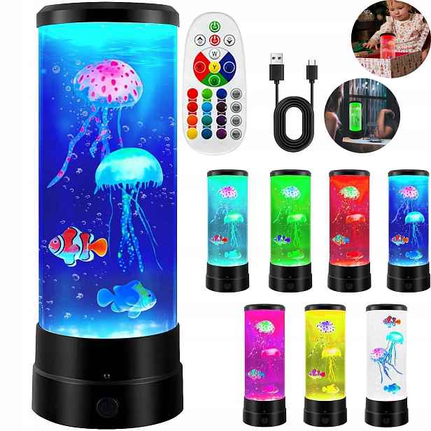 Lampa Medúza Led Lampička Lávová Noční 17 Barev S Dálkovým Ovládáním Akvarijní Lampy