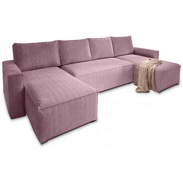 AKCE Světle fialová sedací souprava do U SMART COSARO 295x140 cm II. jakost
