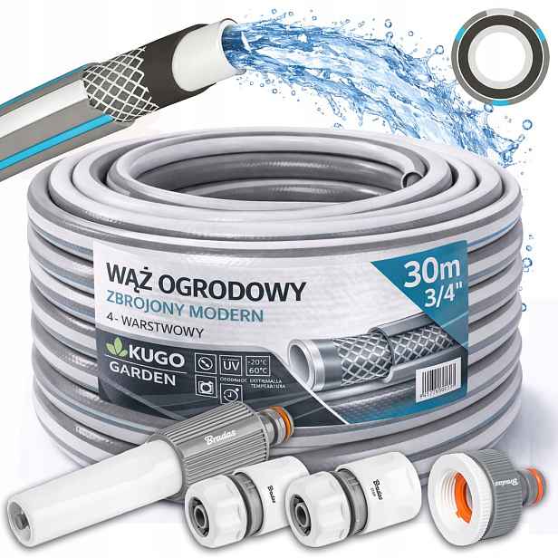 Hadice 3/4" 30 m 4 Vrstvy Plus Moderní Zavlažovač Set Bradas