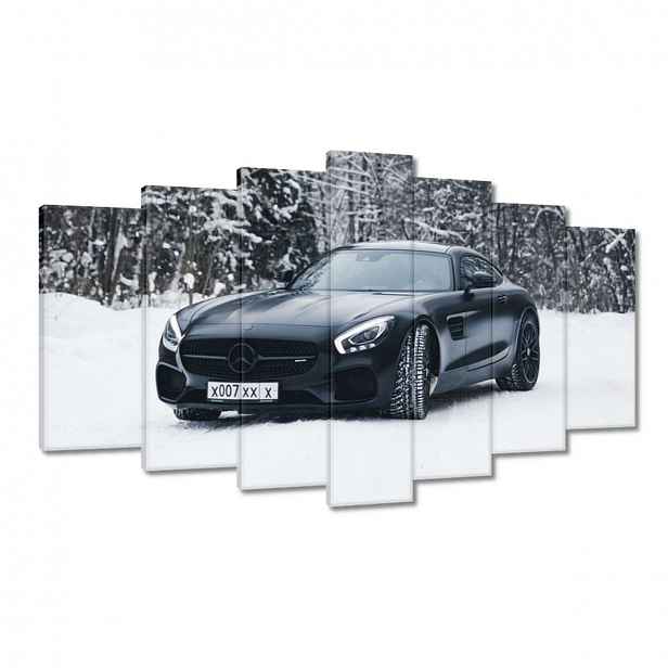 Obrazy 140x80 Černý Mercedes Zima