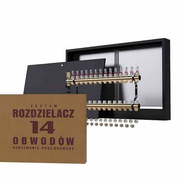 Rozdělovač pro podlahové vytápění 14 nástěnný box černý Pex