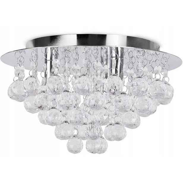 Stropní Svítidlo Křišťálová Stropní Svítidlo Glamour Nástěnný 30 cm Stříbrná Chromová E14