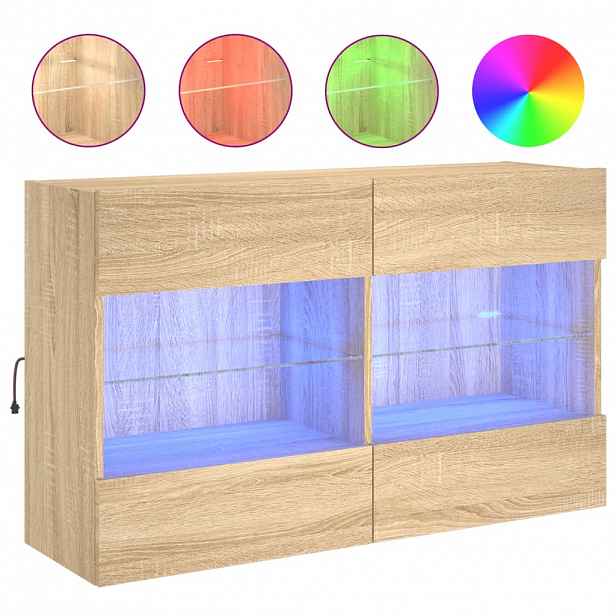 vidaXL Nástěnná TV skříňka s LED osvětlením dub sonoma 98,5x30x60,5 cm