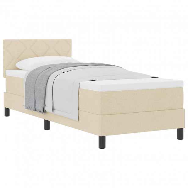 vidaXL Postel s boxspringem s čelo Krémová 80 x 200 cm textil