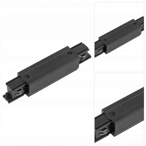 Černé kolejnicové osvětlení Tracer s jednoduchým spojovacím prvkem v kuchyni Tk Lighting
