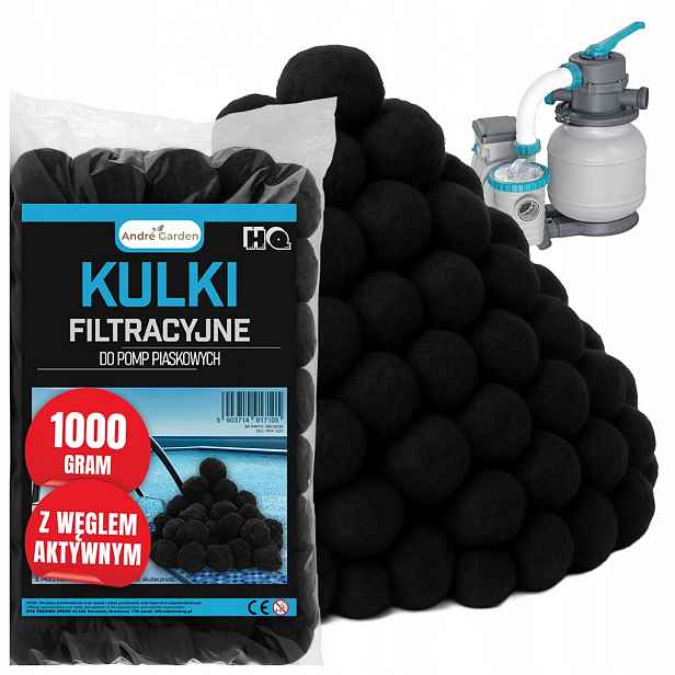 Filtrační kuličky do bazénu filtrační čerpadla velké 1000g 1KG Aktivní Uhlí