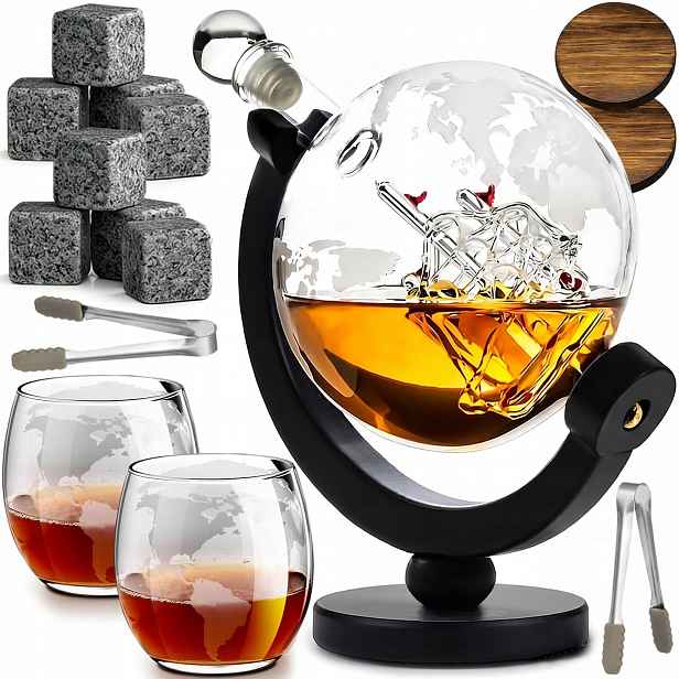 Karafa A 2 Sklenice Sada Na Whisky Drinky 900 ML Jako Dárek Pro Muže