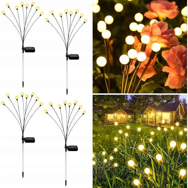Voděodolné solární lampy do zahrady, sada 4 ks 32 Led akumulátor 1200 mAh