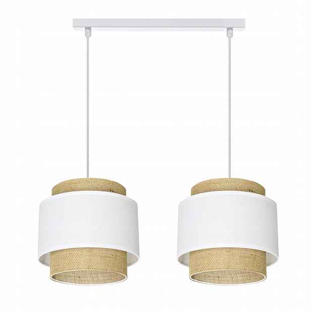 Závěsná Stropní Lampa Jutová Boho Juta Bílá Polská Lampa E27 Led Etno