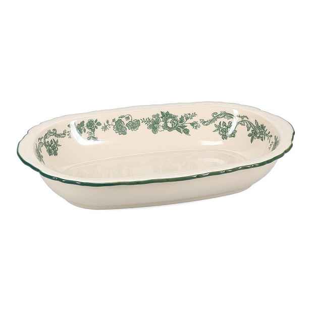 Zelený/slonovinový servírovací porcelánový talíř Cyril – S|P Collection