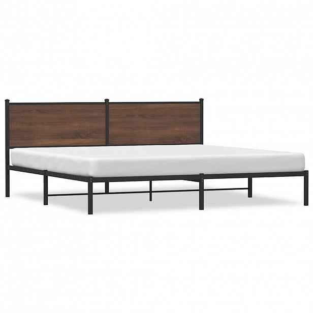 vidaXL Kovový rám postele bez matrace hnědý dub 193 x 203 cm