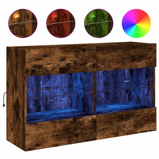 vidaXL Nástěnná TV skříňka s LED osvětlením kouřový dub 98,5x30x60,5cm
