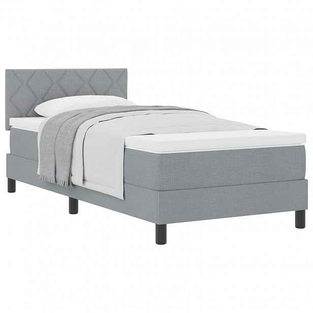 vidaXL Postel s boxspringem s čelo Světle šedá 90 x 190 cm textil
