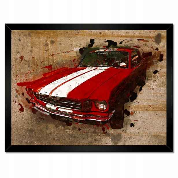 Plakáty v rámu 40x30 Červený Ford Mustang Usa