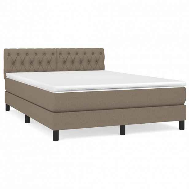 vidaXL Box spring postel s matrací taupe 140x190 cm textil