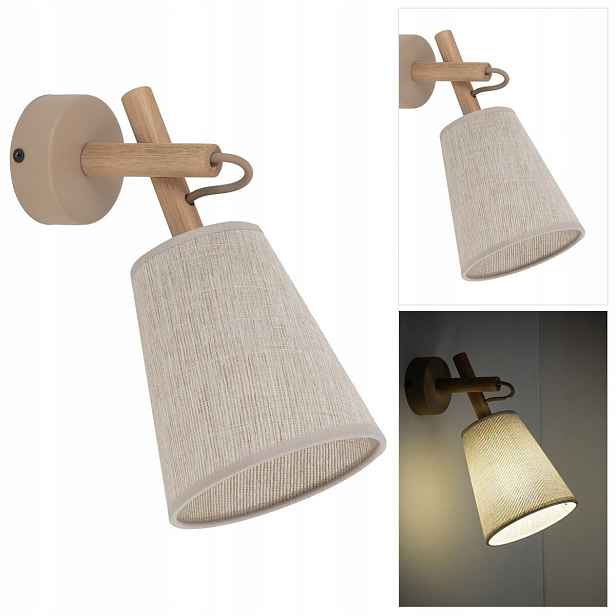 Béžová nástěnná lampa Vaio Sabia ve skandinávském stylu nad zrcadlem Tk Lighting