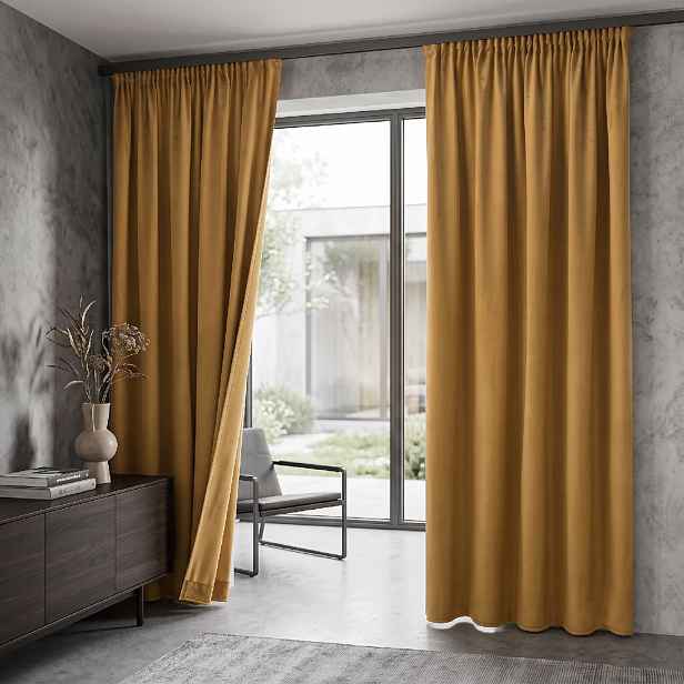 Dekorační velvet závěs s řasící páskou PIERRE CARDIN medová 140x270 cm (cena za 1 kus) MyBestHome