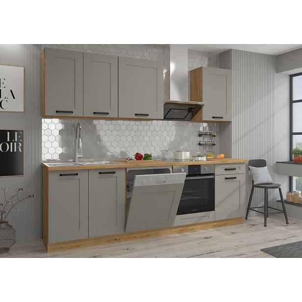 Kuchyňská linka 250 cm Luna 2 - Dub artisan + Clay grey