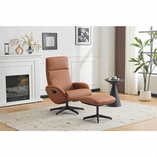 Livetastic RELAXAČNÍ KŘESLO S TABURETEM, textil, kůže, hnědá