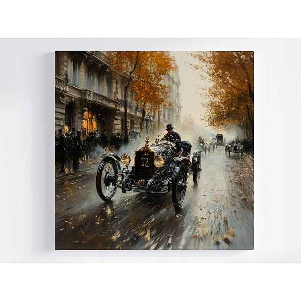 Obraz Na Plátně Plátno Retro Závodní Auto Ulice Lidé Město 50x50
