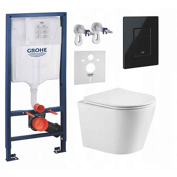 Podomítkový Wc set Grohe s mísou Elanta a tlačítkem Černý Lesk Fresh