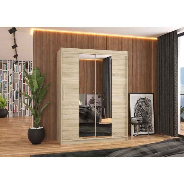 Šatní skříň se zrcadlem 150 cm GAFRA - dub sonoma