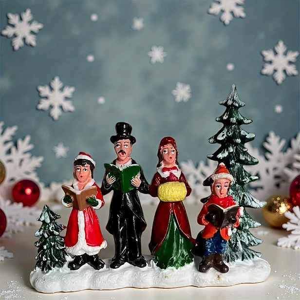 TEMU 1 ks Vánoční dekorace Figurka rodiny sboru, Domácí stolní dekorace do ložnice, vstupní haly skříňky, Teplý kreativní řemeslný ornament s