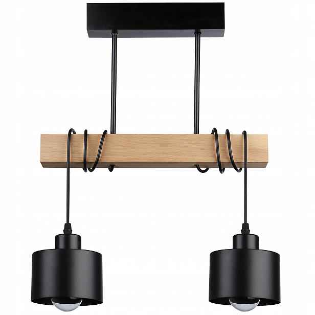 Závěsné stropní svítidlo lustrová lampa Dřevěná Led E27 Loft černá