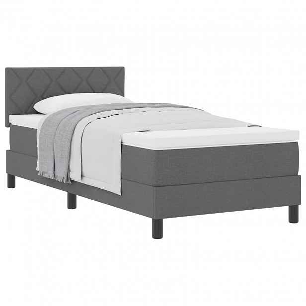 vidaXL Postel s boxspringem s čelo Tmavě šedá 90 x 190 cm textil