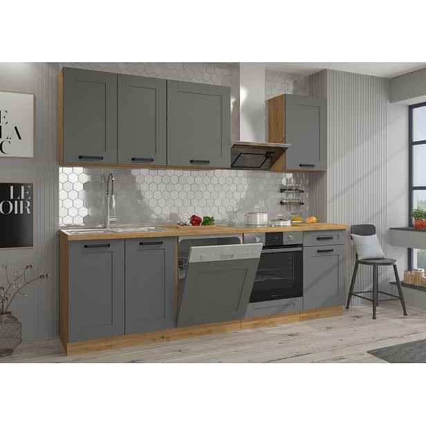 Kuchyňská linka 250 cm Luna 2 - Dub artisan + Dust grey
