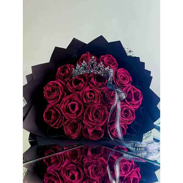 Kytice Růží Věčné růže Červené víno Handmade Trvalý Dárek Tiára Diadem