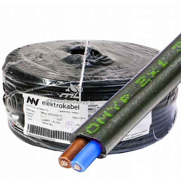 Plochý měděný kabel OMYp 2x1 mm 300/300 V Lanko Cu 100 m