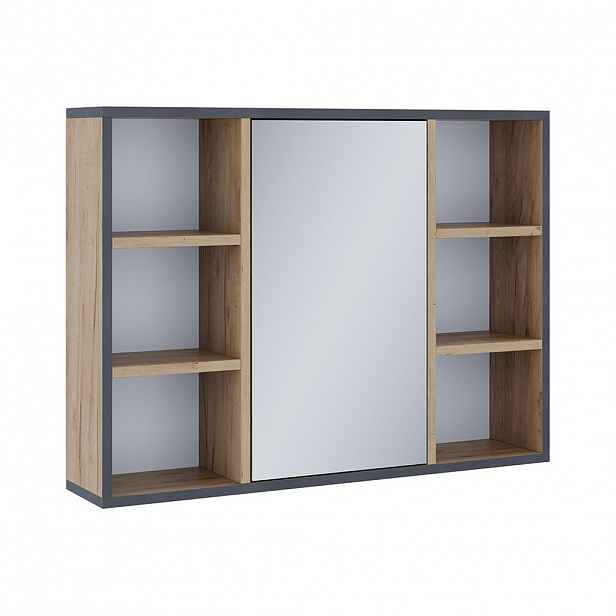 Vicco KOUPELNOVÁ ZRCADLOVÁ SKŘÍŇKA Stephan Zlatý mocný dub 80 x 59.2 cm S policemi a zrcadlovými dveřmi