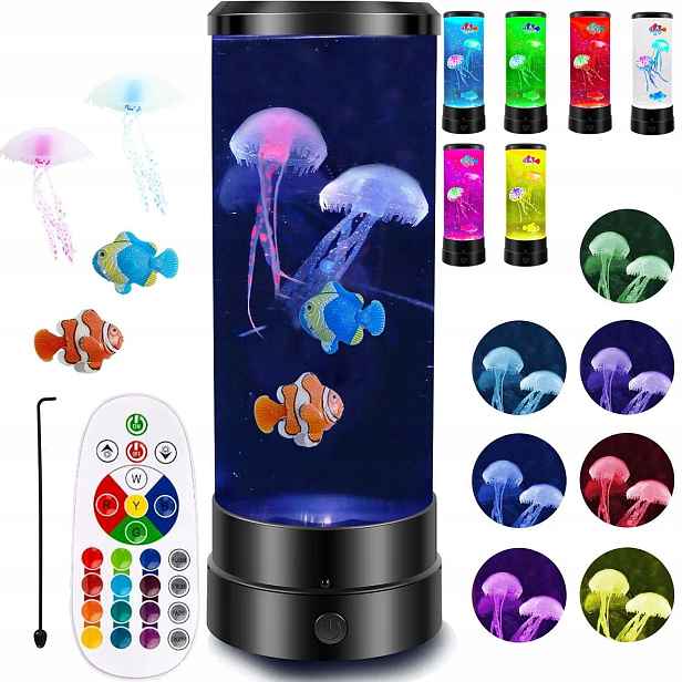 Noční Lampa S Akvarijními Medúzami, Barevné Led Podsvícení, Dárek Pro Dítě