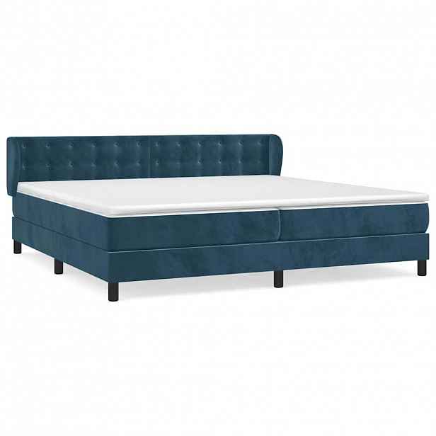 vidaXL Box spring postel s matrací tmavě modrá 200x200 cm samet
