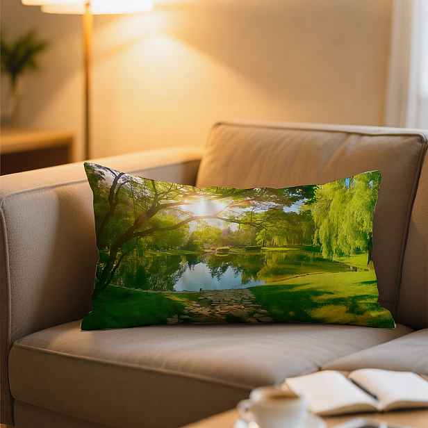 TEMU 1 ks Povlak na polštář Lakebank Willow Sunlight, dekorativní povlak na polštář v přírodním léčení, více velikostí, pratelný bytový dekor, vhodný