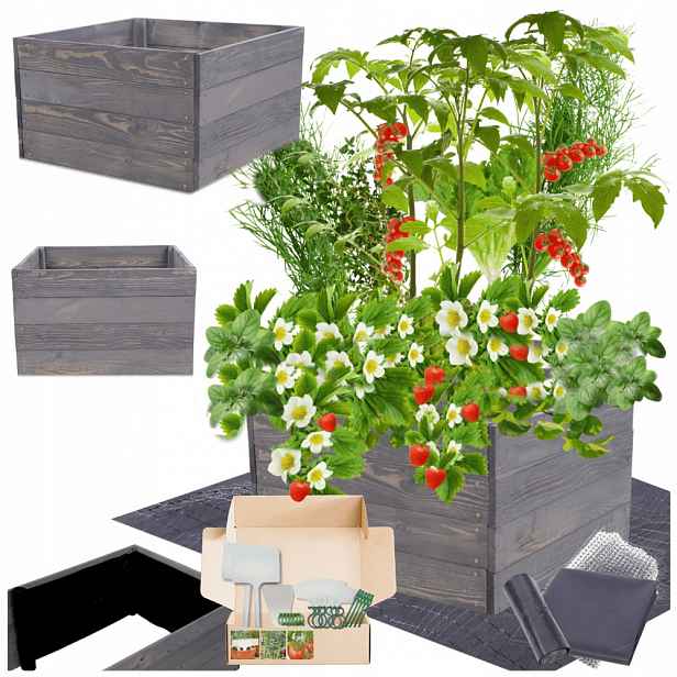 Vyvýšený záhon zeleninová zahrada dřevěný box pařeniště impregnace 36x80x60